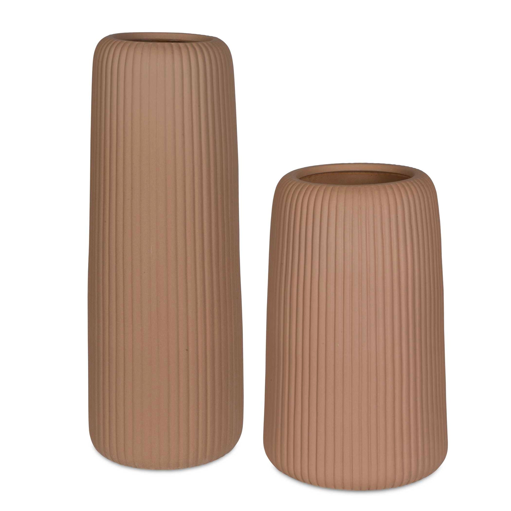 Uttermost Ridge Light Brown Vases Set/2