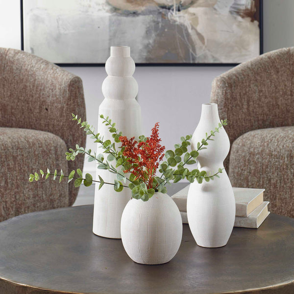 Uttermost Forma White Ceramic Vases Set/3