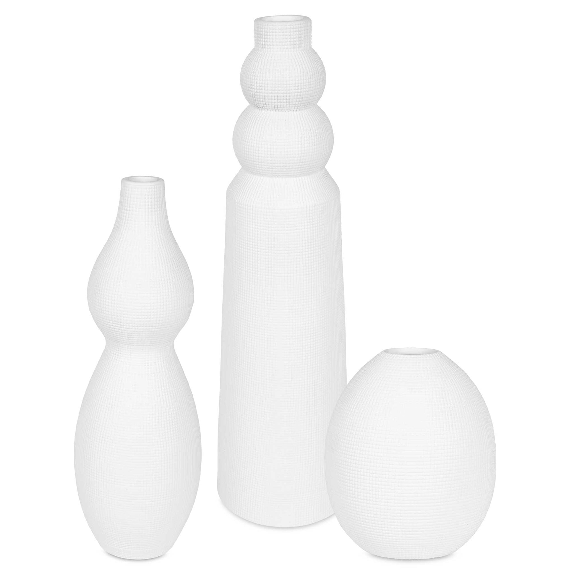 Uttermost Forma White Ceramic Vases Set/3