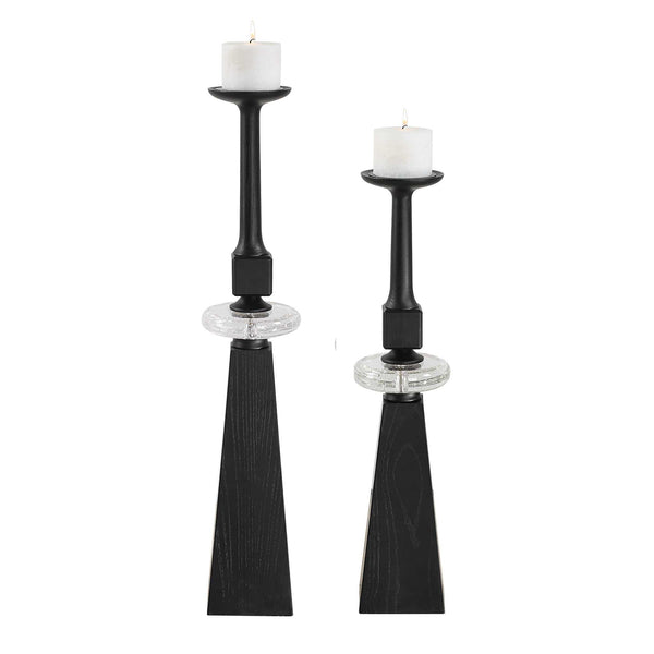 Uttermost Ebon Glow Floor Candleholders Set/2