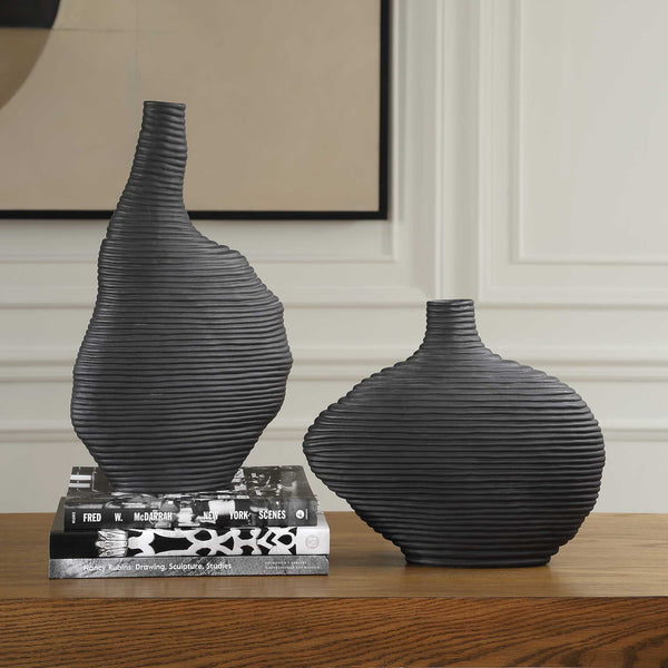 Uttermost Duostacked Black Vases Set/2