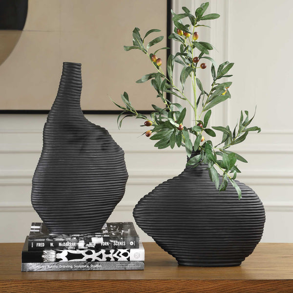 Uttermost Duostacked Black Vases Set/2