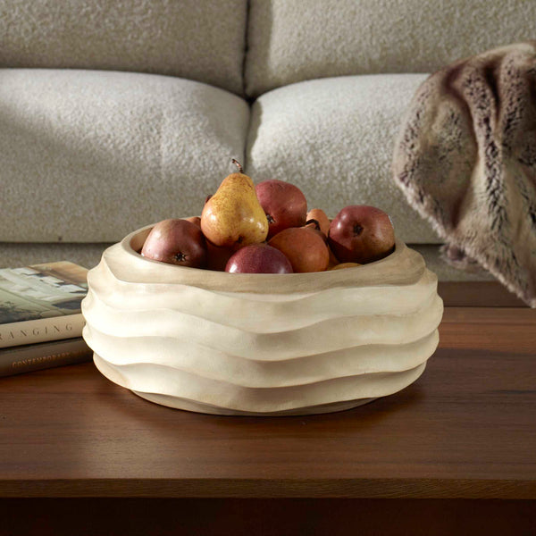 Uttermost Waveform Bleached Wood Bowl