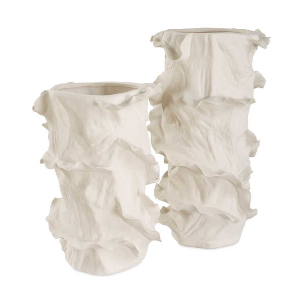 Uttermost Ripple Crest White Vases Set/2