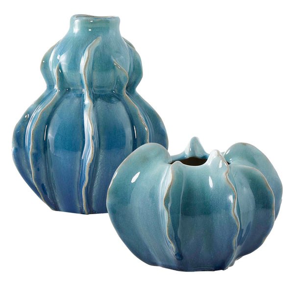 Uttermost Ocean Wave Outdoor Glazed Vases Set/2