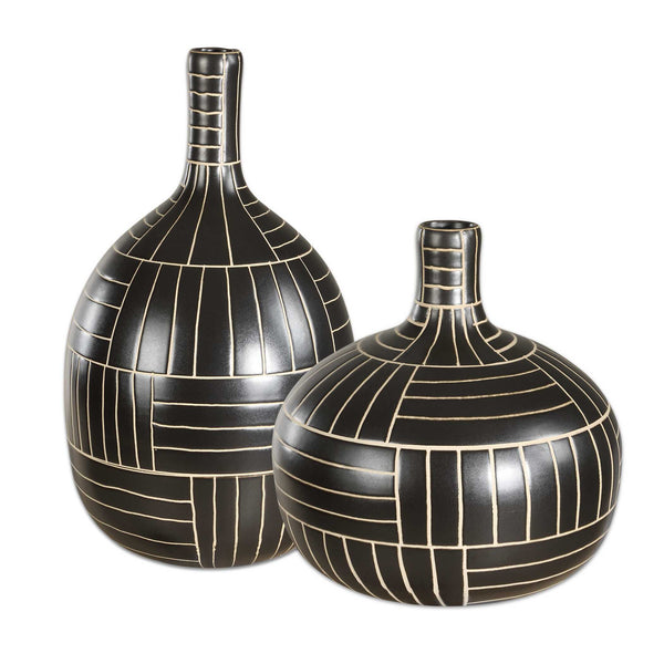 Uttermost Graphite Stride Geometric Vases Set/2