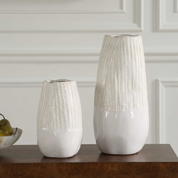 Uttermost Echo Ridge White Vases Set/2