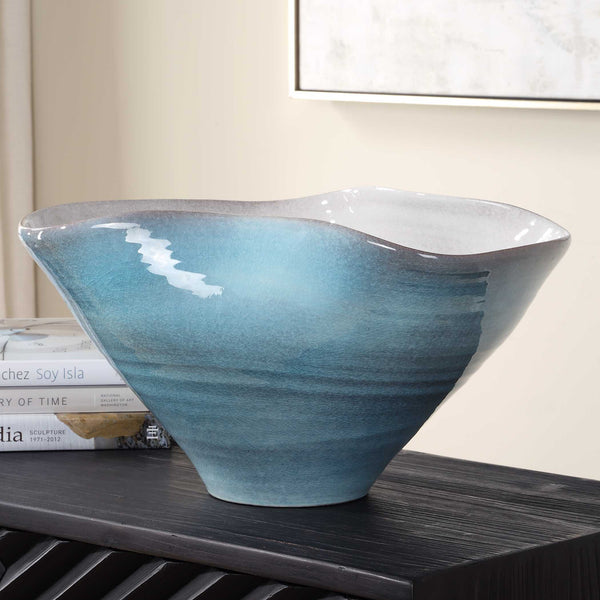 Uttermost Blue Crest Ceramic Bowl