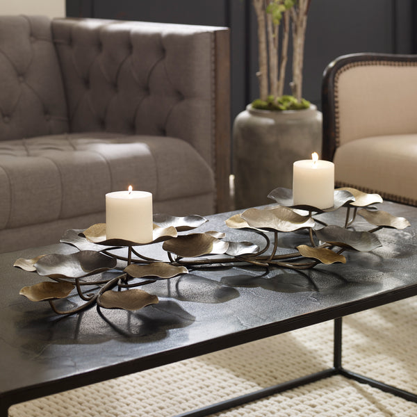 Uttermost Lying Lotus Metal Candleholders