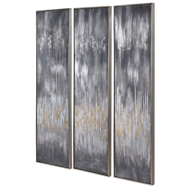 Uttermost Gray Showers Hand Painted Canvases, Set/3