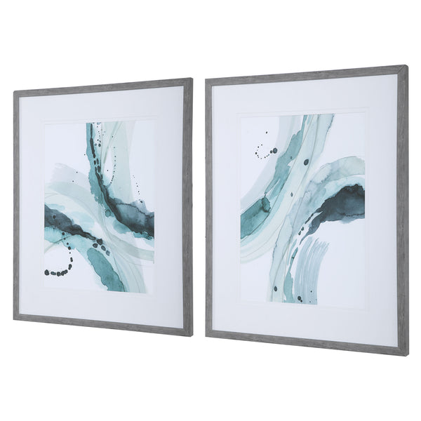 Uttermost Depth Abstract Watercolor Prints, S/2