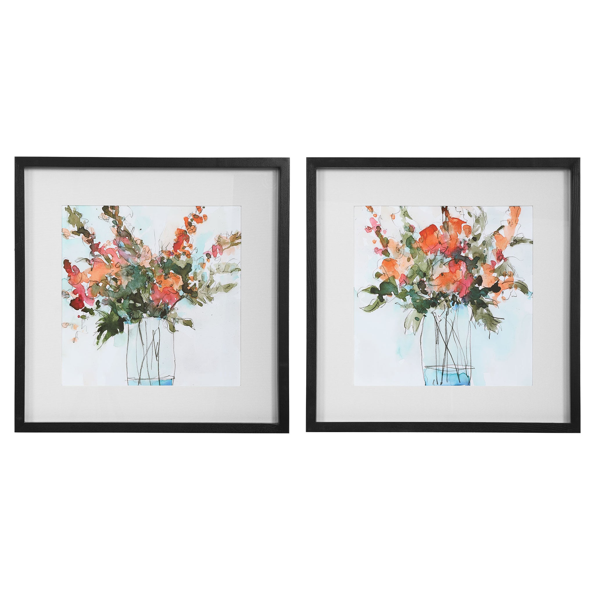 Uttermost Fresh Flowers Watercolor Prints, S/2