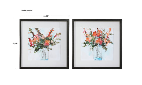 Uttermost Fresh Flowers Watercolor Prints, S/2