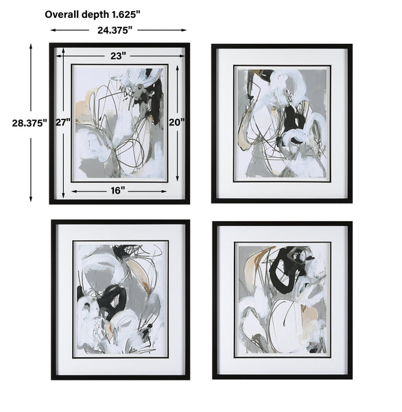 Uttermost Tangled Threads Abstract Framed Prints, S/4