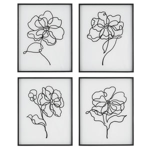 Uttermost Bloom Black White Framed Prints, S/4