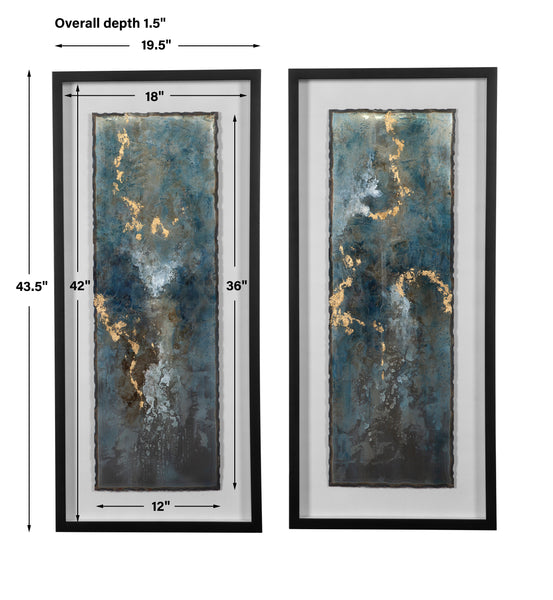 Uttermost Glimmering Agate Abstract Prints, S/2