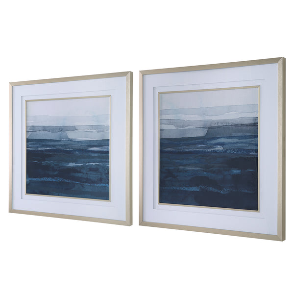 Uttermost Rising Blue Abstract Framed Prints, Set/2