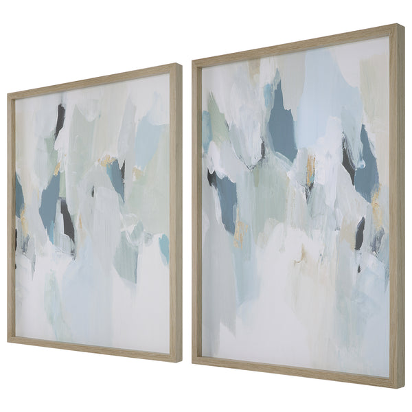 Uttermost Seabreeze Abstract Framed Canvas Prints Set/2