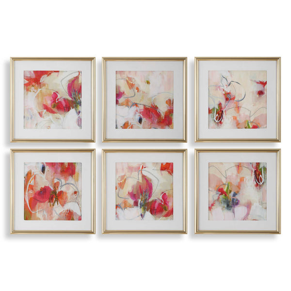 Uttermost Fresh Start Red Abstract Prints Set/6