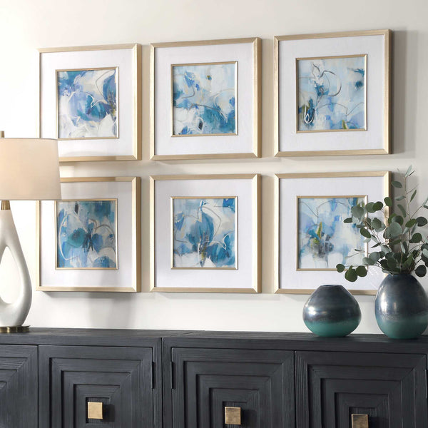 Uttermost Fresh Start Blue Abstract Prints Set/6