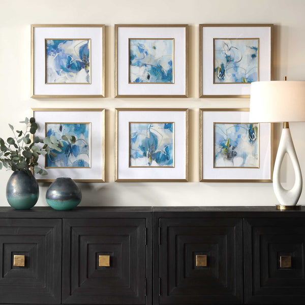 Uttermost Fresh Start Blue Abstract Prints Set/6