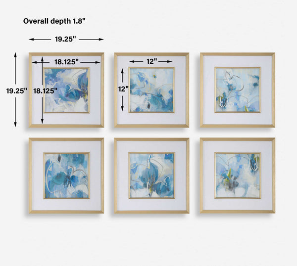 Uttermost Fresh Start Blue Abstract Prints Set/6