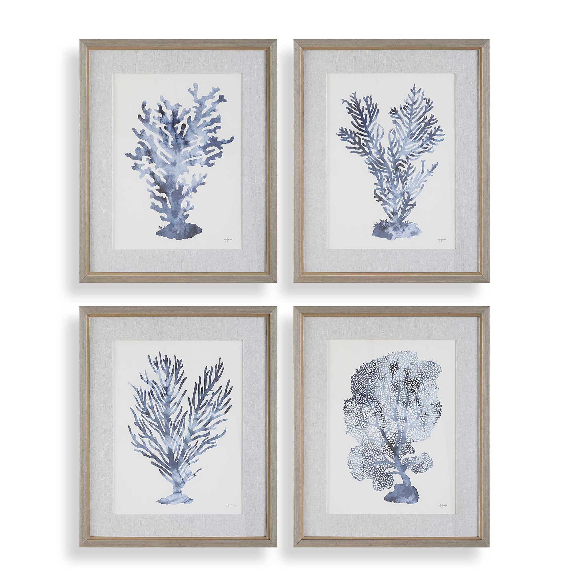 Uttermost Shibori Coral Framed Prints Set/4
