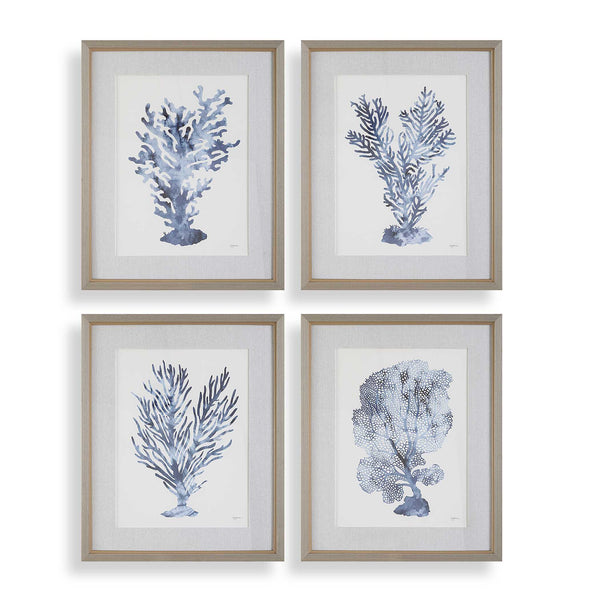 Uttermost Shibori Coral Framed Prints Set/4