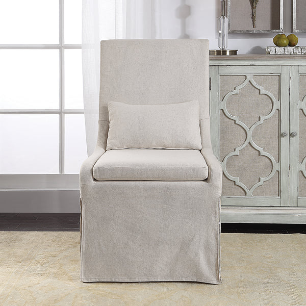 Uttermost Coley White Linen Armless Chair