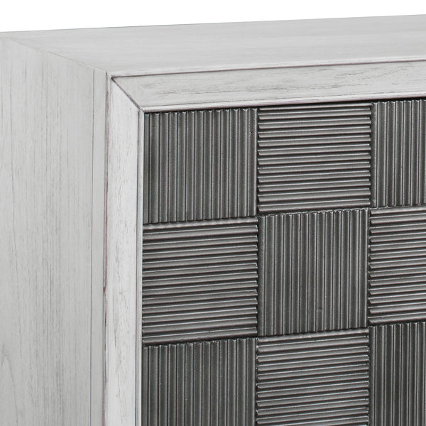 Uttermost Checkerboard 4 Door Gray Cabinet