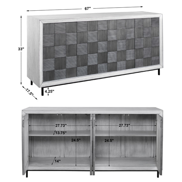 Uttermost Checkerboard 4 Door Gray Cabinet