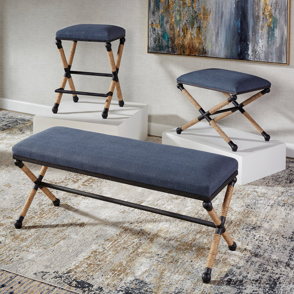 Uttermost Firth Small Navy Fabric Bench