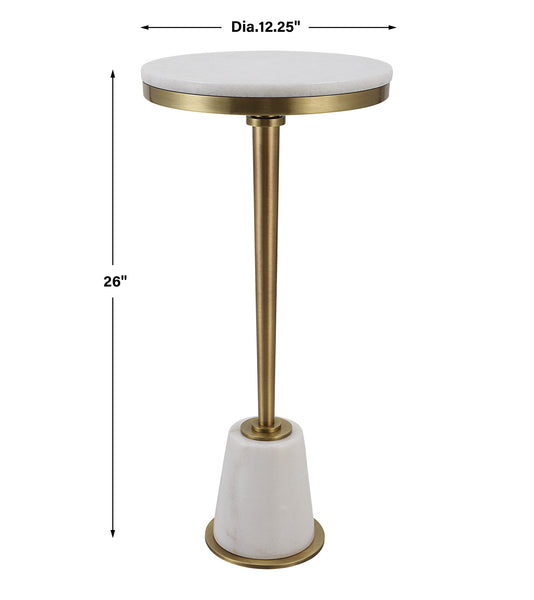 Uttermost Edifice White Marble Drink Table