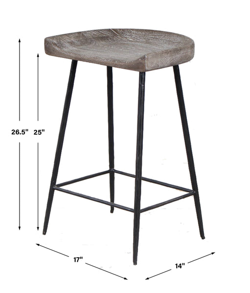 Uttermost Cordova Carved Wood Counter Stool