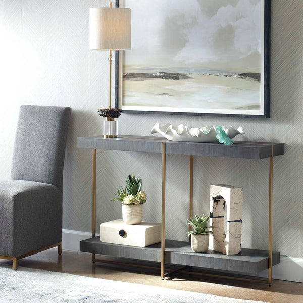 Uttermost Taja Modern Brass / Wood Console Table