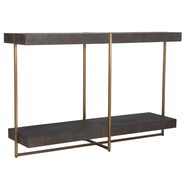 Uttermost Taja Modern Brass / Wood Console Table