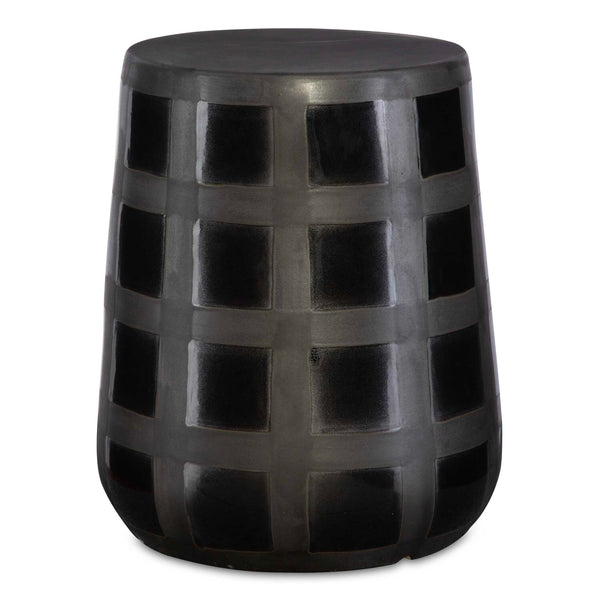 Uttermost Patchwork Gridded Black Garden Stool