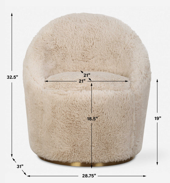Uttermost Crue Sheepskin Swivel Chair