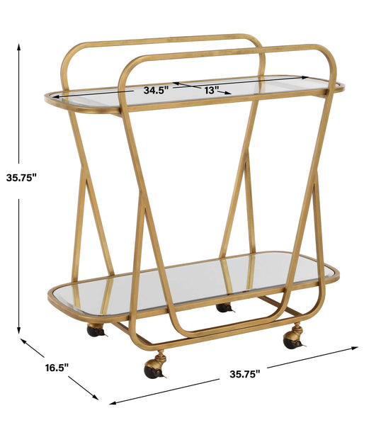 Uttermost Swain Brass Serving Cart