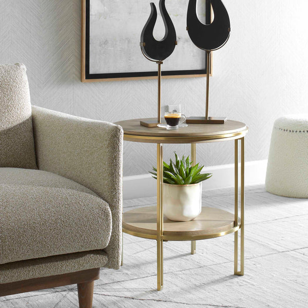 Uttermost Elise Round Brass Side Table
