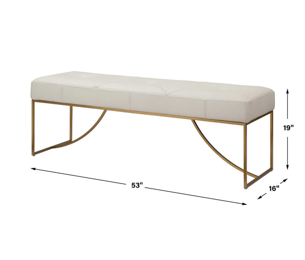 Uttermost Swale Ivory Leather Bench