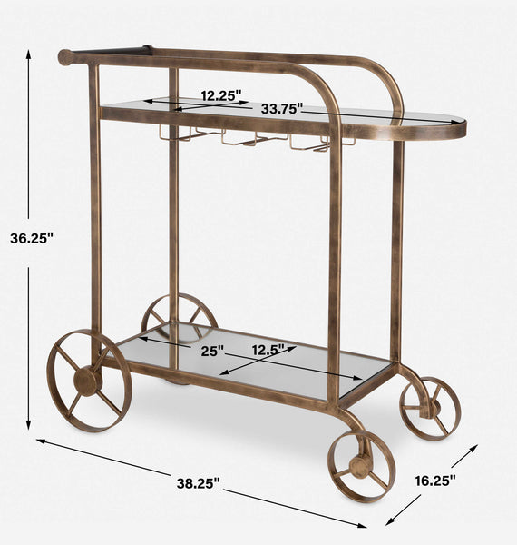 Uttermost Carrinho Antique Brass Bar Cart