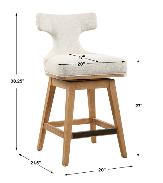 Uttermost Klismos Off-White Fabric Counter Stool