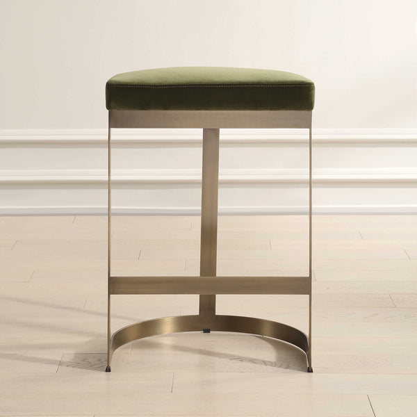 Uttermost Ivanna Brass Moss Counter Stool