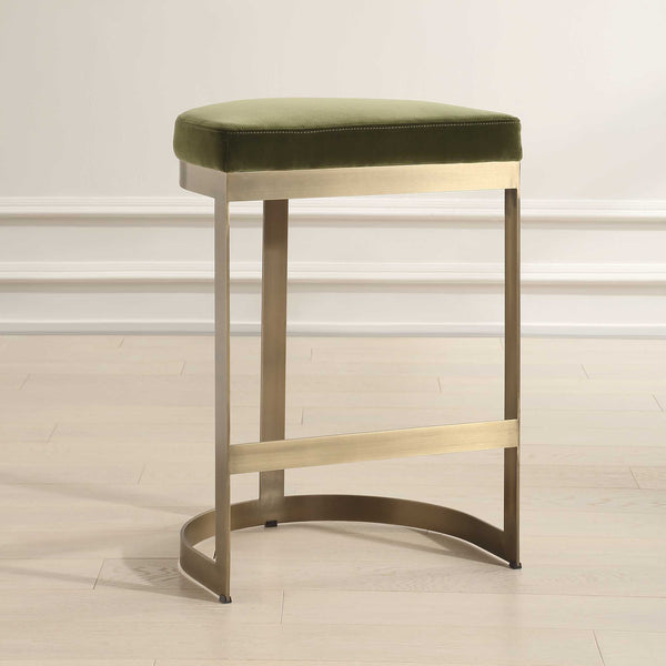 Uttermost Ivanna Brass Moss Counter Stool
