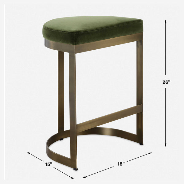 Uttermost Ivanna Brass Moss Counter Stool