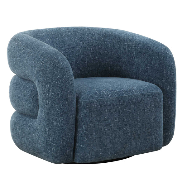 Uttermost Junie Blue Swivel Barrel Chair