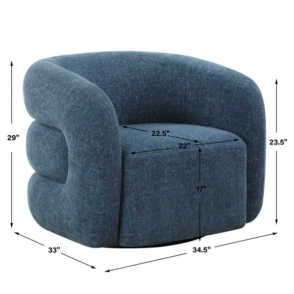 Uttermost Junie Blue Swivel Barrel Chair