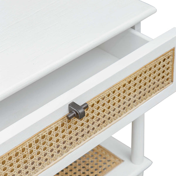 Uttermost Coast White Rattan Side Table