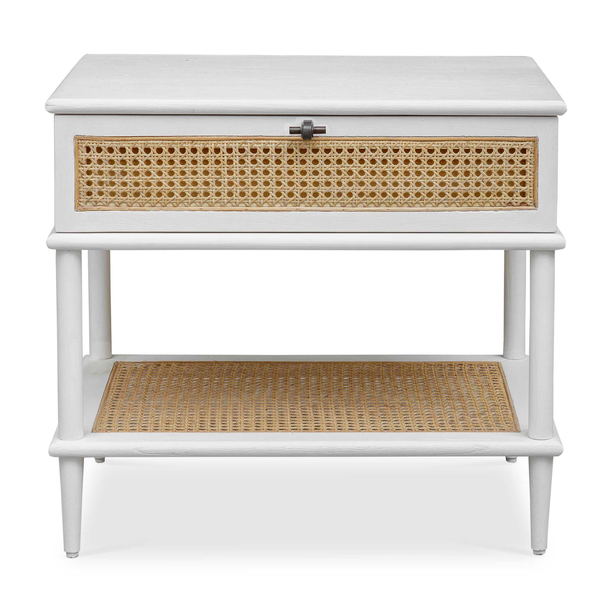 Uttermost Coast White Rattan Side Table